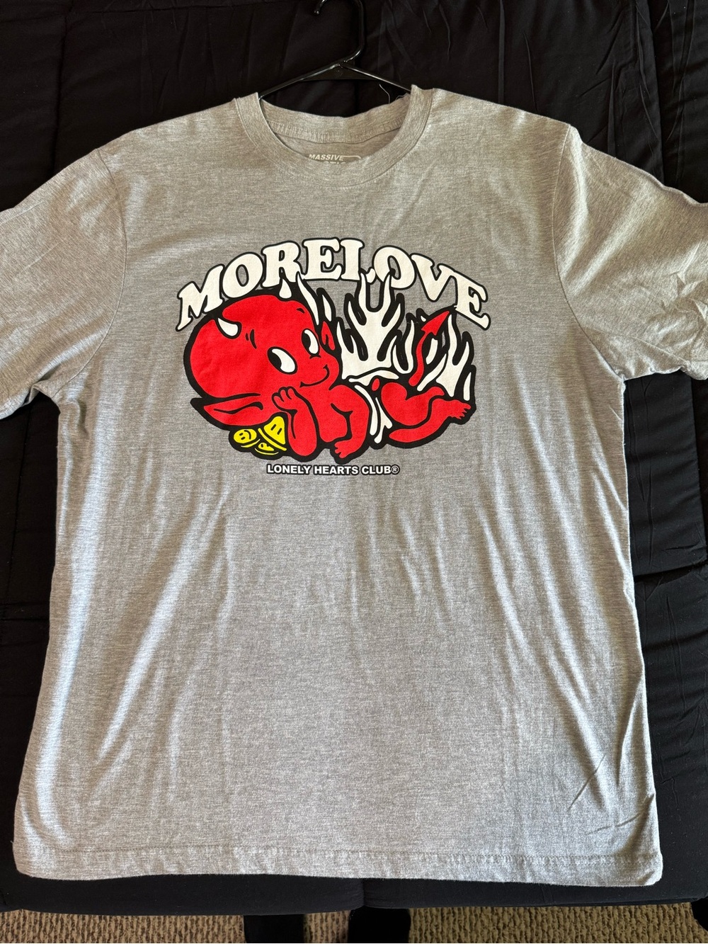 Massive Action XL Gray Graphic Tee with White & Black Print